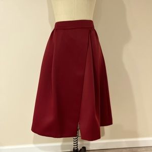 Ted baker Full faux-wrap midi skirt in Wine color